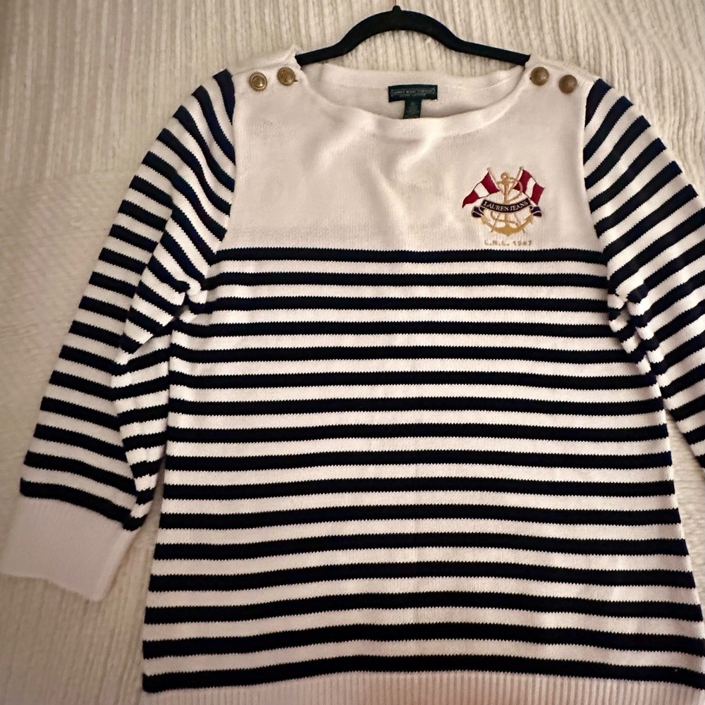 Denim & Supply Ralph Lauren Navy and White Striped Sweater